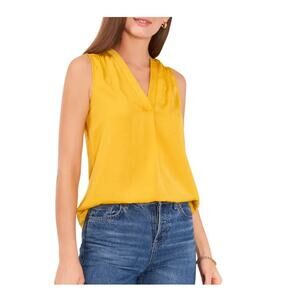 Vince Camuto Mustard Yellow Satin V-Neck Sleeveless Blouse Size Small